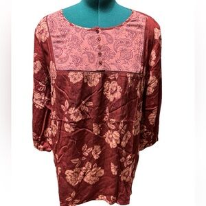 NWT floral maroon boho top various sizes